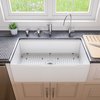 Alfi Brand White Smooth Workstation 33" x 20" Step Rim Fireclay Sink with Accessories ABFS3320S-W